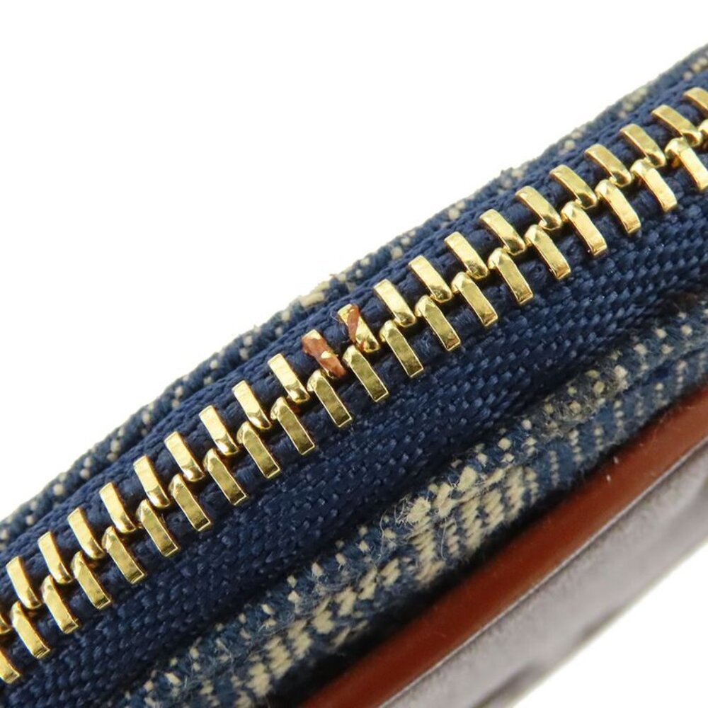 Celine Coin Case Macadam Denim Leather Blue Brown Gold Hardware Key Ring Small - Picture 6 of 9